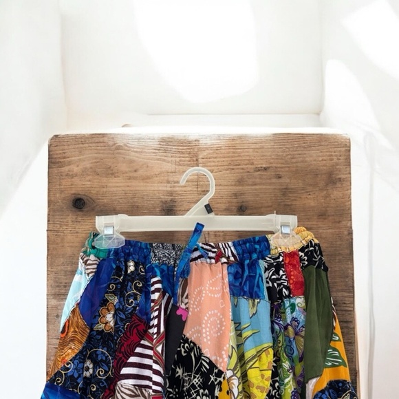 Peaceful People Women's S/M Patchwork Boho Gypsy Mini Skirt Colorful Eclectic - Picture 2 of 5